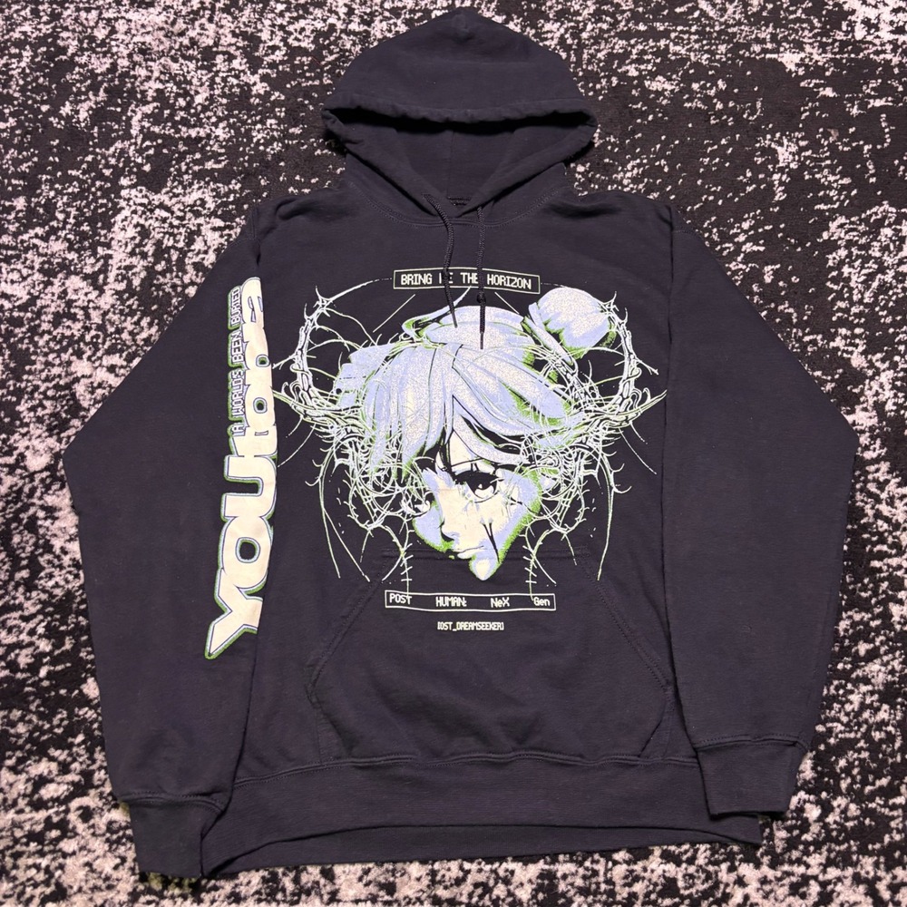 Bring Me The Horizon Post Human NeX GEn Anime Hoodie Black Mens Medium BMTH